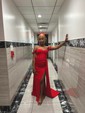 Fitted Ruched Satin Prom Dresses with Slit