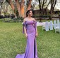 Mermaid Off-the-shoulder Ruched Satin Prom Dresses