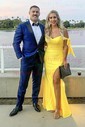 Mermaid Off-the-shoulder Ruched Satin Prom Dresses