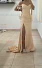 Mermaid Off-the-shoulder Ruched Satin Prom Dresses