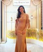 Mermaid Off-the-shoulder Ruched Satin Prom Dresses