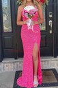 Sheath/Column Square Neck Sparkly Velvet Sequin Prom Dresses