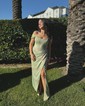Strapless Ruched Satin Corset Prom Dresses
