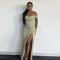 Strapless Ruched Satin Corset Prom Dresses