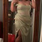 Strapless Ruched Satin Corset Prom Dresses