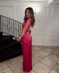 Off-the-shoulder Ruched Satin Prom Dresses