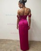 Off-the-shoulder Ruched Satin Prom Dresses