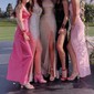 Sheath/Column Square Neck Sparkly Sequin Prom Dresses