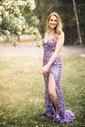 Sheath/Column V-neck Sparkly Sequin Prom Dresses