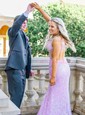 Sheath/Column V-neck Sparkly Sequin Backless Prom Dresses