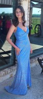 Mermaid V-neck Sparkly Sequin Backless Prom Dresses