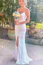 Mermaid Scoop Neck Sparkly Velvet Sequin Prom Dresses