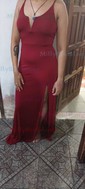 Trumpet/Mermaid V-neck Polyester Floor-length Prom Dresses With Split Front
