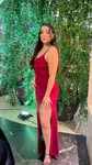 Trumpet/Mermaid V-neck Polyester Floor-length Prom Dresses With Split Front
