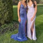 Mermaid V-neck Sparkly Sequin Prom Dresses