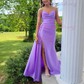 Sheath/Column Cowl Neck Satin Prom Dresses With Ruched