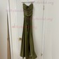 Sheath/Column Cowl Neck Satin Prom Dresses With Ruched
