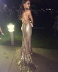 Trumpet/Mermaid V-neck Sequined Sweep Train Prom Dresses
