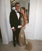 Trumpet/Mermaid V-neck Sequined Sweep Train Prom Dresses