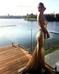 Mermaid V-neck Sparkly Sequin Prom Dresses With Beading