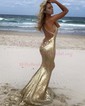 Mermaid V-neck Sparkly Sequin Prom Dresses With Beading