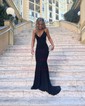 Black Mermaid V-neck Jersey Prom Dresses