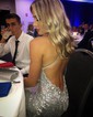 Mermaid V-neck Sparkly Sequin Prom Dresses With Beading