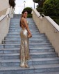 Mermaid V-neck Sparkly Sequin Prom Dresses
