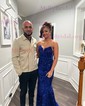 Mermaid V-neck Sparkly Velvet Sequin Prom Dresses