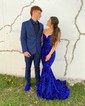 Mermaid V-neck Sparkly Velvet Sequin Prom Dresses