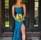 Mermaid Scoop Neck Satin Corset Prom Dresses