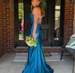 Mermaid Scoop Neck Satin Corset Prom Dresses