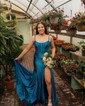 Mermaid Scoop Neck Satin Corset Prom Dresses
