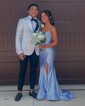 Mermaid Scoop Neck Satin Corset Prom Dresses