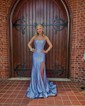 Mermaid Scoop Neck Satin Corset Prom Dresses
