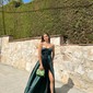 A-line Sweetheart Satin Corset Prom Dresses With Split