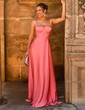 A-line Sweetheart Satin Corset Prom Dresses With Split
