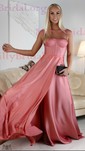 A-line Sweetheart Satin Corset Prom Dresses With Split