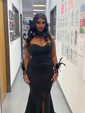 Sheath/Column Sweep Train V-neck Stretch Crepe Split Front Prom Dresses