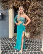 Sheath/Column One Shoulder Jersey Cut Out Prom Dresses With Beading