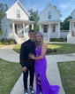 Trumpet/Mermaid One Shoulder Stretch Crepe Sweep Train Prom Dresses With Ruched