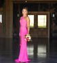 Trumpet/Mermaid One Shoulder Stretch Crepe Sweep Train Prom Dresses With Ruched
