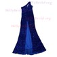 Sheath/Column One Shoulder Velvet Sequins Sweep Train Split Front Prom Dresses