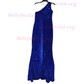 Sheath/Column One Shoulder Velvet Sequins Sweep Train Split Front Prom Dresses
