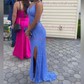 Sheath/Column V-neck Sparkly Velvet Sequin Prom Dresses