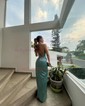 Sheath/Column Cowl Neck Satin Prom Dresses With Ruched