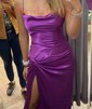 Sheath/Column Cowl Neck Satin Prom Dresses With Ruched