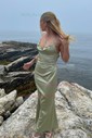 Sheath/Column Cowl Neck Floor-length Satin Prom Dresses