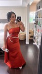 Mermaid Square Neck Satin Corset Prom Dresses With Beading