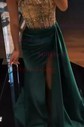 Sheath/Column Strapless Satin Tulle Prom Dresses With Beading